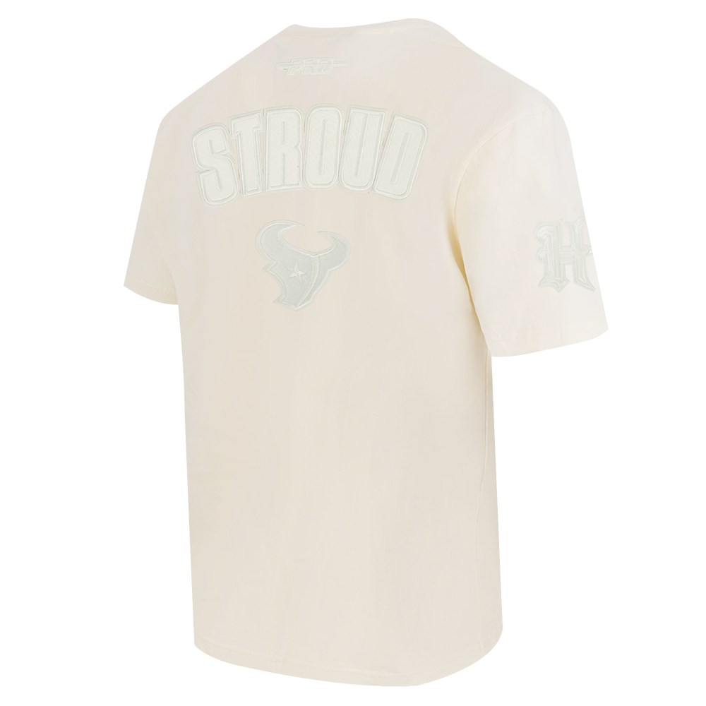 NFL HOUSTON TEXANS CJ STROUD #7 NEUTRAL T-SHIRT EN JERSEY DE COTON À ÉPAULES TOMBANTES POUR HOMME (COQUILLE D'ŒUF)