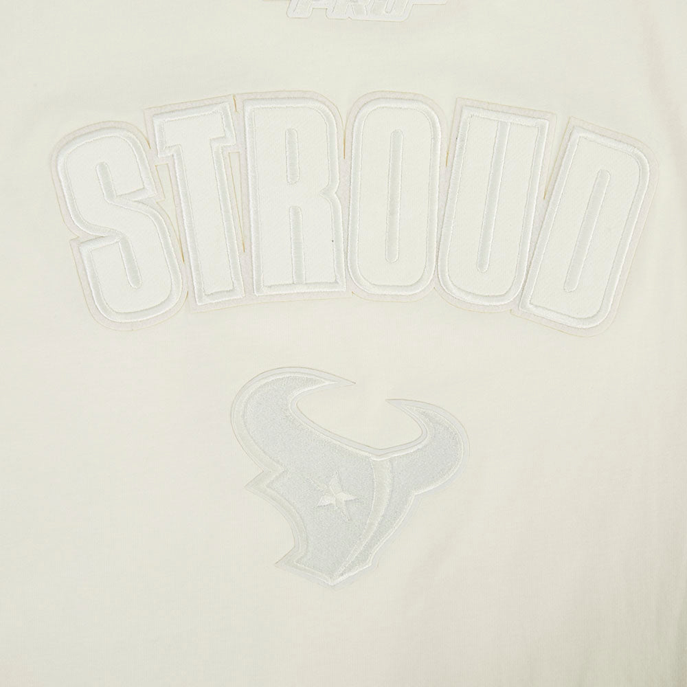 NFL HOUSTON TEXANS CJ STROUD #7 NEUTRAL T-SHIRT EN JERSEY DE COTON À ÉPAULES TOMBANTES POUR HOMME (COQUILLE D'ŒUF)