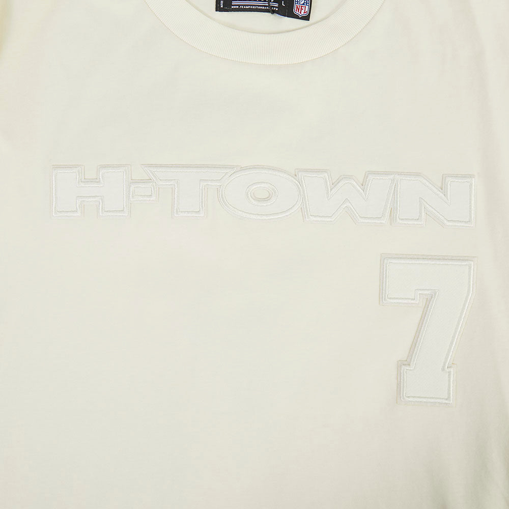 NFL HOUSTON TEXANS CJ STROUD #7 NEUTRAL T-SHIRT EN JERSEY DE COTON À ÉPAULES TOMBANTES POUR HOMME (COQUILLE D'ŒUF)