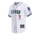 NFL HOUSTON TEXANS CJ STROUD #7 CLASSIC MESH PNN MEN'S MESH BUTTON DOWN SHIRT (WHITE/BLACK/WHITE)