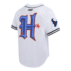 NFL HOUSTON TEXANS CJ STROUD #7 CLASSIC MESH PNN MEN'S MESH BUTTON DOWN SHIRT (WHITE/BLACK/WHITE)