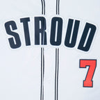 NFL HOUSTON TEXANS CJ STROUD #7 CLASSIC MESH PNN MEN'S MESH BUTTON DOWN SHIRT (WHITE/BLACK/WHITE)