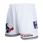 NFL HOUSTON TEXANS CLASSIC MESH SHORT À BANDES POUR HOMME (BLANC/NOIR/BLANC)