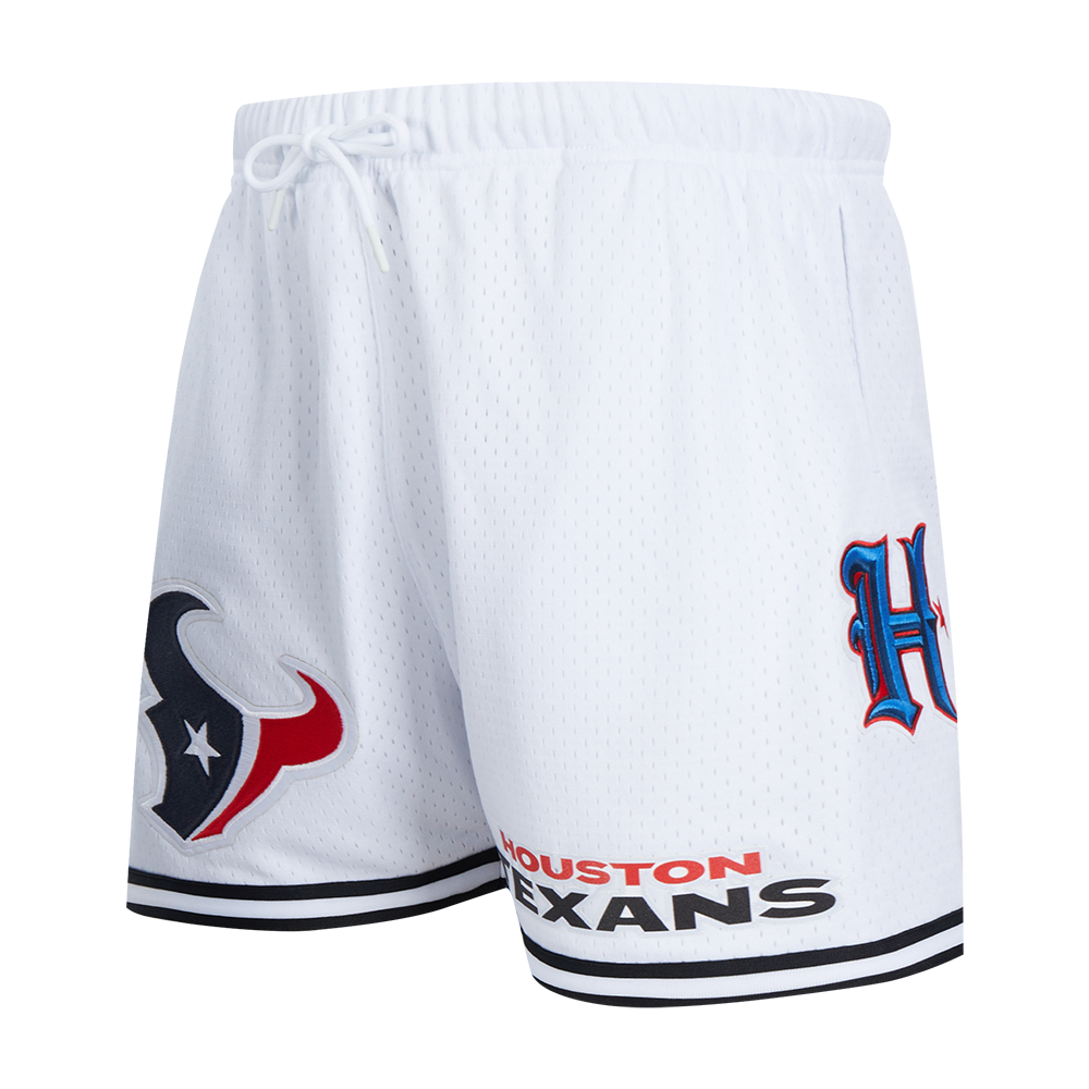 NFL HOUSTON TEXANS CLASSIC MESH SHORT À BANDES POUR HOMME (BLANC/NOIR/BLANC)
