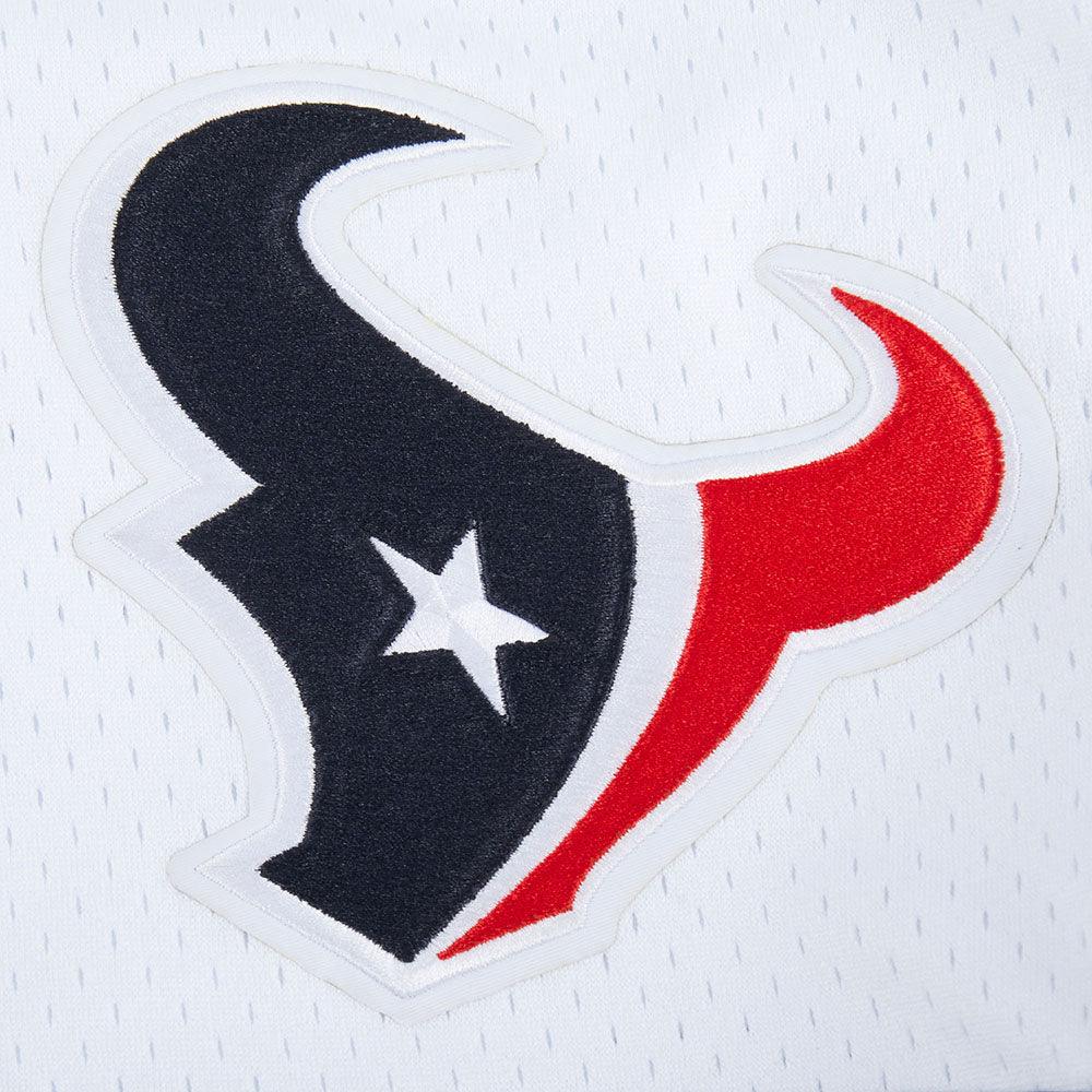 NFL HOUSTON TEXANS CLASSIC MESH SHORT À BANDES POUR HOMME (BLANC/NOIR/BLANC)