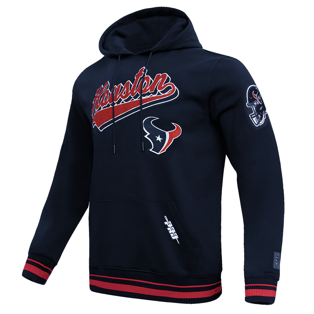 NFL HOUSTON TEXANS SCRIPT TAIL CHANDAIL À CAPUCHON EN MOLLETON CÔTELÉ POUR HOMME (MARINE MINUIT/ROUGE/MARINE MINUIT)
