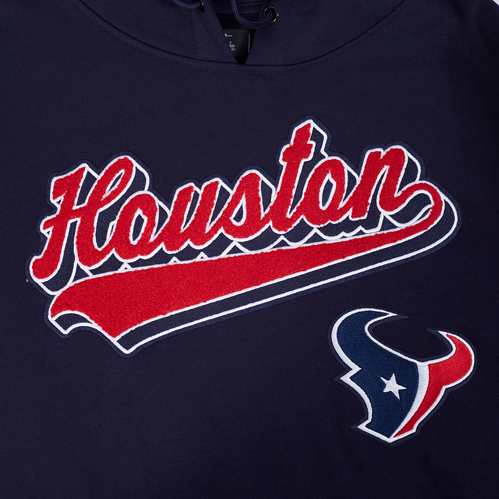 NFL HOUSTON TEXANS SCRIPT TAIL CHANDAIL À CAPUCHON EN MOLLETON CÔTELÉ POUR HOMME (MARINE MINUIT/ROUGE/MARINE MINUIT)