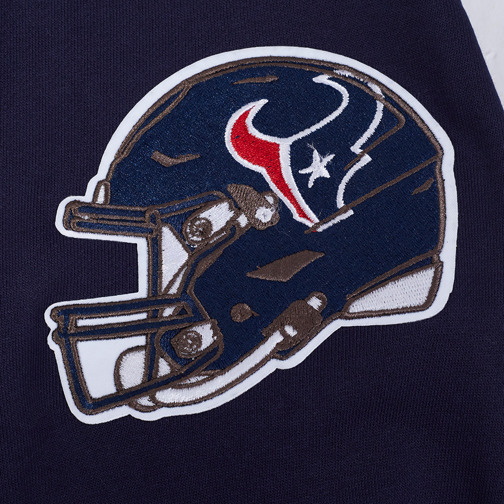 NFL HOUSTON TEXANS SCRIPT TAIL CHANDAIL À CAPUCHON EN MOLLETON CÔTELÉ POUR HOMME (MARINE MINUIT/ROUGE/MARINE MINUIT)