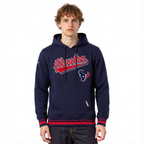 NFL HOUSTON TEXANS SCRIPT TAIL CHANDAIL À CAPUCHON EN MOLLETON CÔTELÉ POUR HOMME (MARINE MINUIT/ROUGE/MARINE MINUIT)