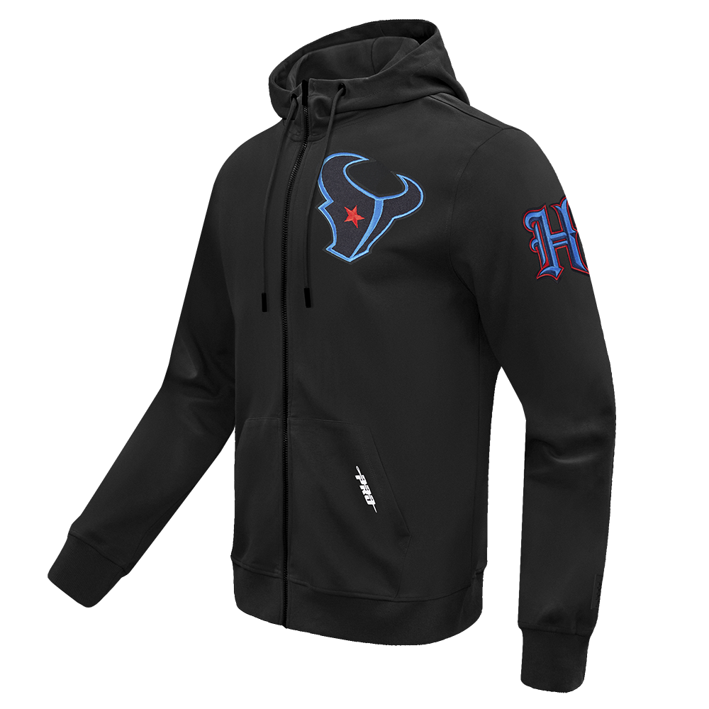 NFL HOUSTON TEXANS CLASSIC CHENILLE CHANDAIL À CAPUCHON EN MAILLE DOUBLE À GLISSIÈRE POUR HOMME (NOIR)