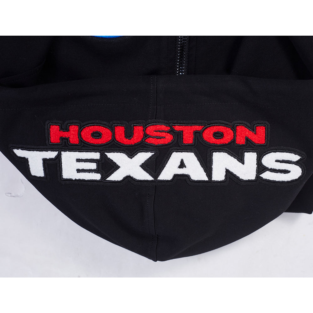 NFL HOUSTON TEXANS CLASSIC CHENILLE CHANDAIL À CAPUCHON EN MAILLE DOUBLE À GLISSIÈRE POUR HOMME (NOIR)