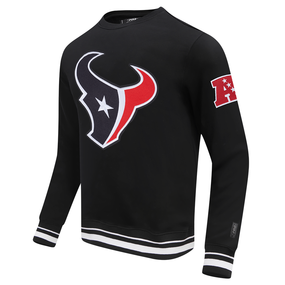 NFL HOUSTON TEXANS CLASSIC MASH UP MEN'S RIB FLC CREWNECK (BLACK)