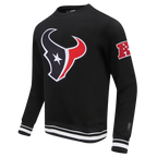 NFL HOUSTON TEXANS CLASSIC MASH UP MEN'S RIB FLC CREWNECK (BLACK)