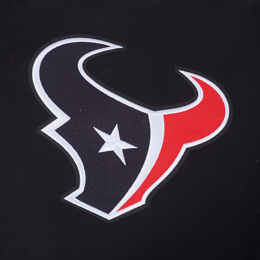 NFL HOUSTON TEXANS CLASSIC MASH UP MEN'S RIB FLC CREWNECK (BLACK)