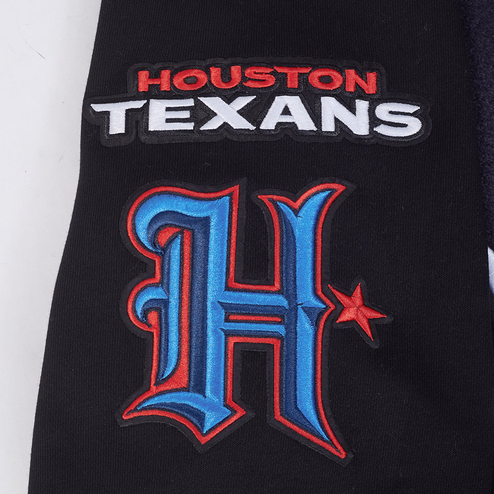 NFL HOUSTON TEXANS CLASSIC MASH UP MEN'S RIB FLC CREWNECK (BLACK)