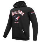 NFL HOUSTON TEXANS CLASSIC OLD ENGLISH MEN'S FLEECE PULLOVER HOODIE (BLACK)