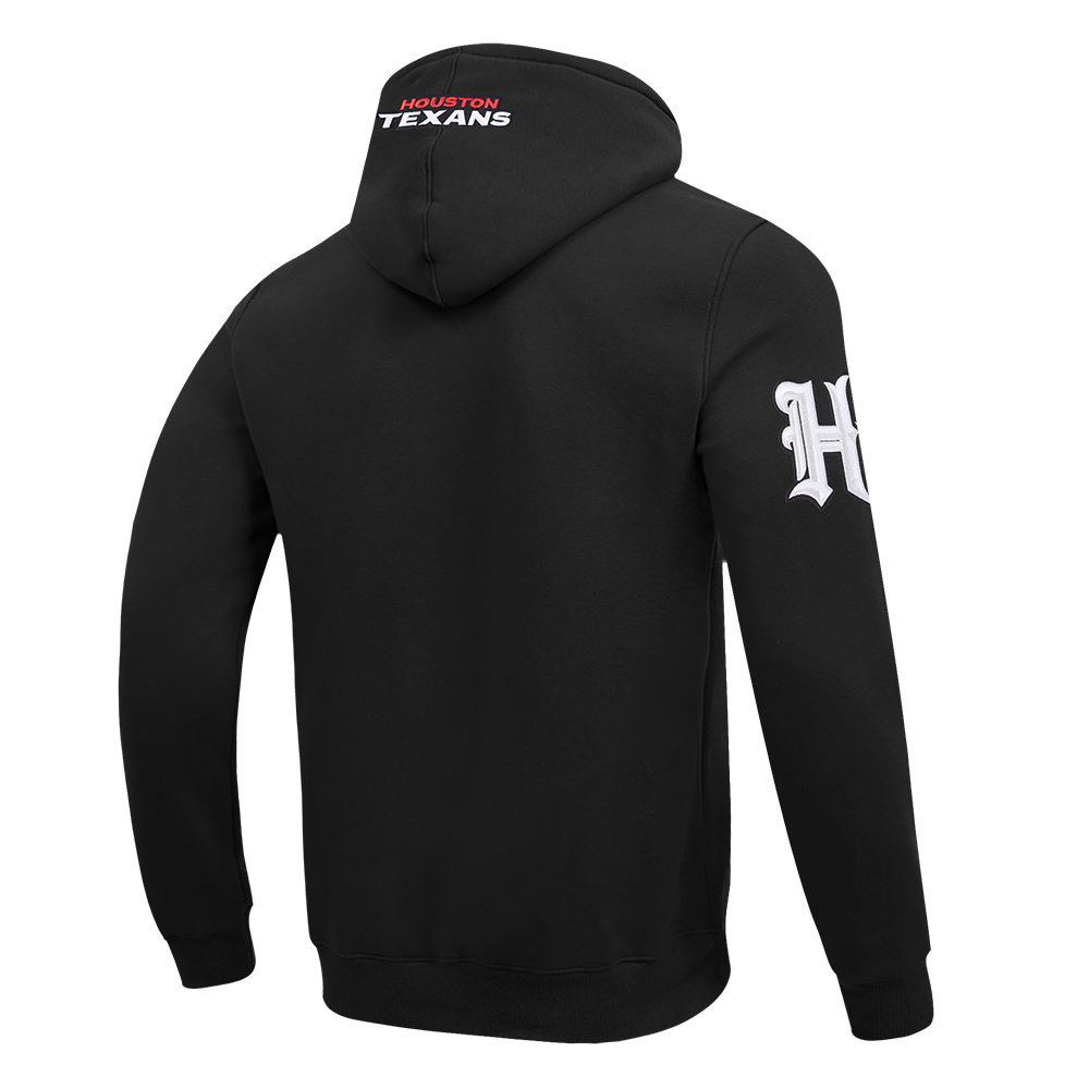 NFL HOUSTON TEXANS CLASSIC OLD ENGLISH MEN'S FLEECE PULLOVER HOODIE (BLACK)