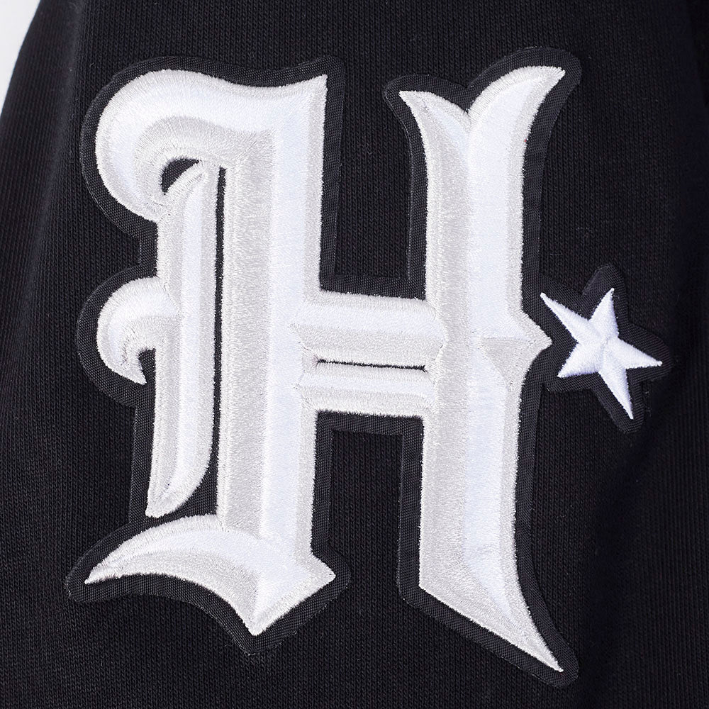 NFL HOUSTON TEXANS CLASSIC OLD ENGLISH MEN'S FLEECE PULLOVER HOODIE (BLACK)