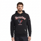 NFL HOUSTON TEXANS CLASSIC OLD ENGLISH MEN'S FLEECE PULLOVER HOODIE (BLACK)
