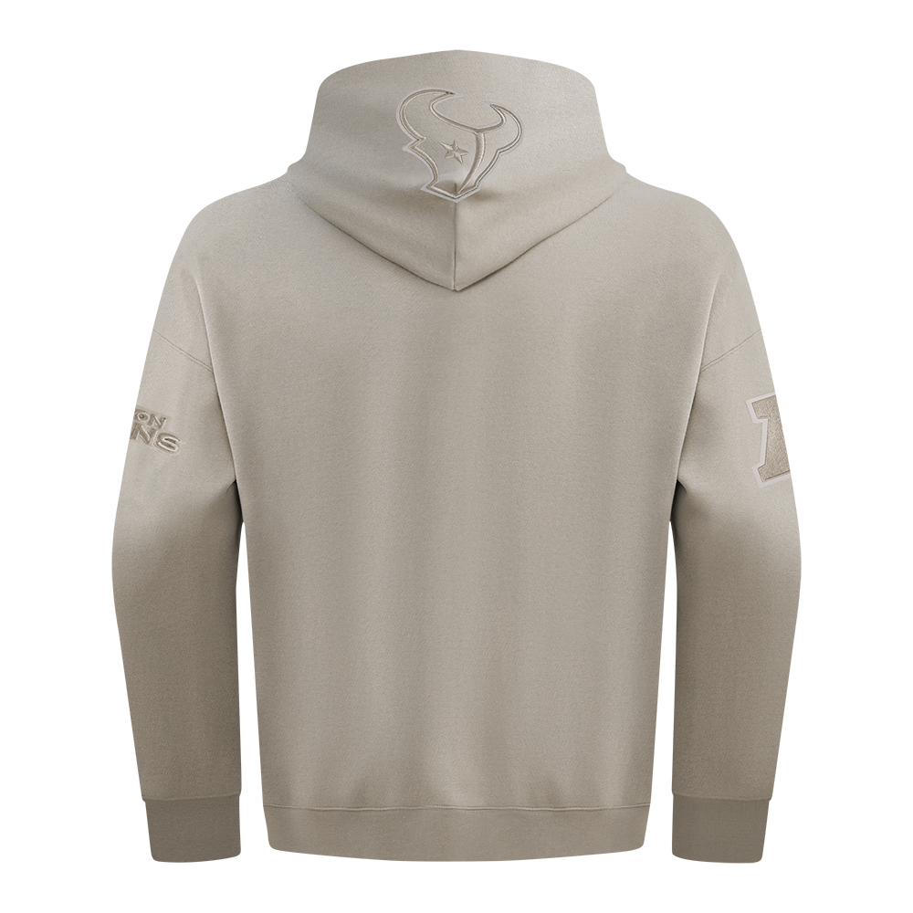 NFL HOUSTON TEXANS NEUTRAL MEN'S DROP SHOULDER FLEECE PULLOVER HOODIE (TAUPE)