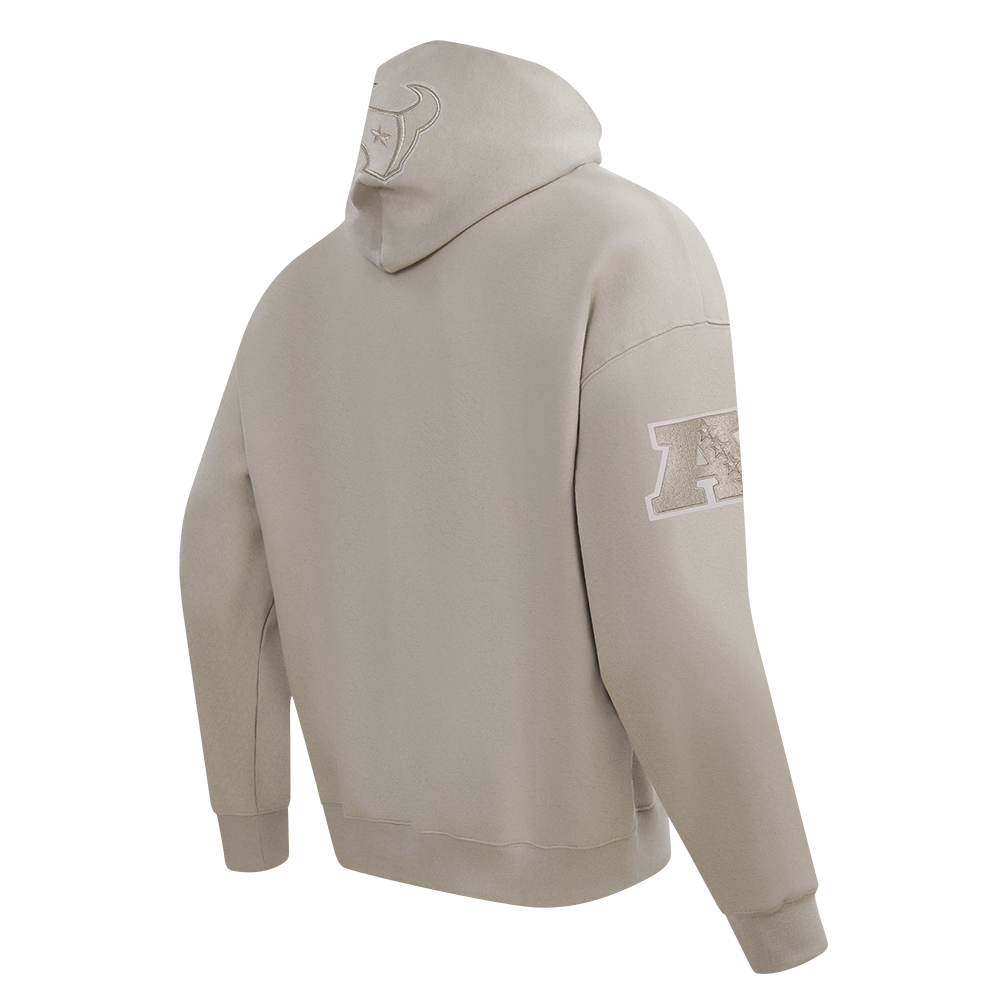 NFL HOUSTON TEXANS NEUTRAL MEN'S DROP SHOULDER FLEECE PULLOVER HOODIE (TAUPE)