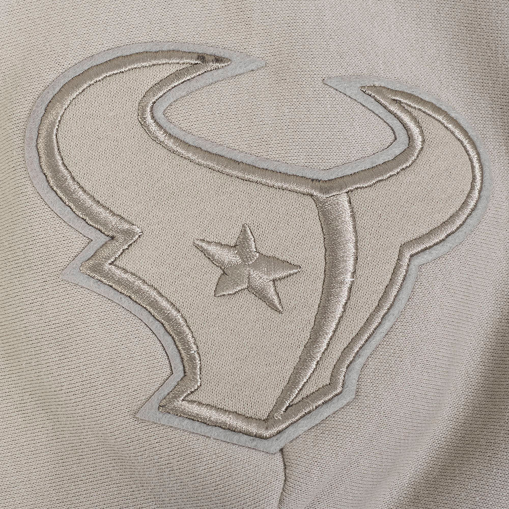 NFL HOUSTON TEXANS NEUTRAL MEN'S DROP SHOULDER FLEECE PULLOVER HOODIE (TAUPE)