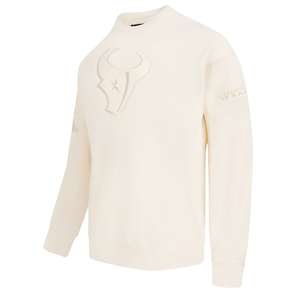 NFL HOUSTON TEXANS NEUTRAL MEN'S DROP SHOULDER FLEECE CREWNECK (EGGSHELL)