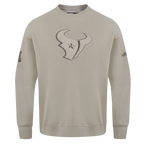 NFL HOUSTON TEXANS NEUTRAL MEN'S DROP SHOULDER FLC CREWNECK (TAUPE)