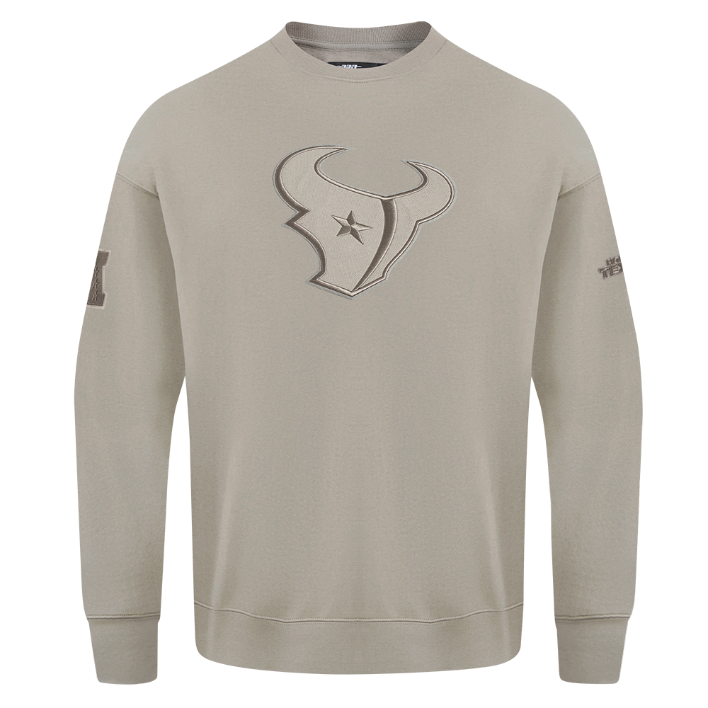NFL HOUSTON TEXANS NEUTRAL MEN'S DROP SHOULDER FLC CREWNECK (TAUPE)