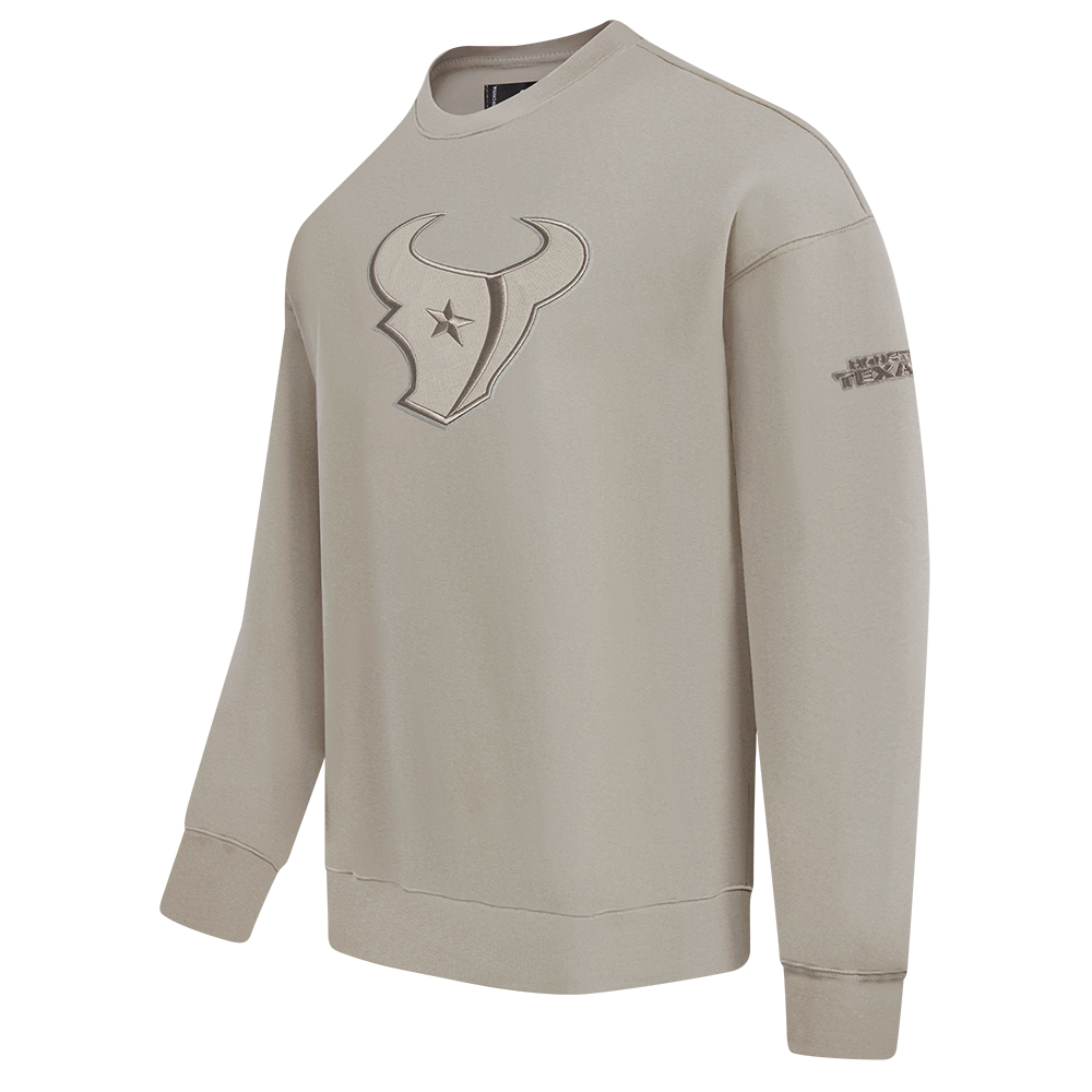 NFL HOUSTON TEXANS NEUTRAL MEN'S DROP SHOULDER FLC CREWNECK (TAUPE)