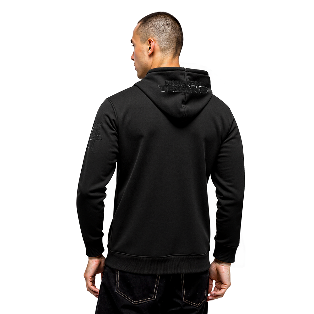 NFL HOUSTON TEXANS TRIPLE BLACK MEN'S DK FZ PO HOODIE (BLACK)