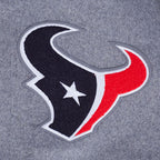 NFL HOUSTON TEXANS CLASSIC OLD ENGLISH MEN'S RIB WOOL VARSITY JACKET (HEATHER GREY/WHITE/BLACK)