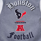 NFL HOUSTON TEXANS CLASSIC OLD ENGLISH MEN'S RIB WOOL VARSITY JACKET (HEATHER GREY/WHITE/BLACK)