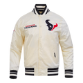 NFL HOUSTON TEXANS RETRO CLASSICS BLOUSON EN SATIN POUR HOMME (COQUILLE D'ŒUF/NOIR)