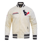 NFL HOUSTON TEXANS RETRO CLASSICS BLOUSON EN SATIN POUR HOMME (COQUILLE D'ŒUF/NOIR)