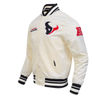 NFL HOUSTON TEXANS RETRO CLASSICS BLOUSON EN SATIN POUR HOMME (COQUILLE D'ŒUF/NOIR)