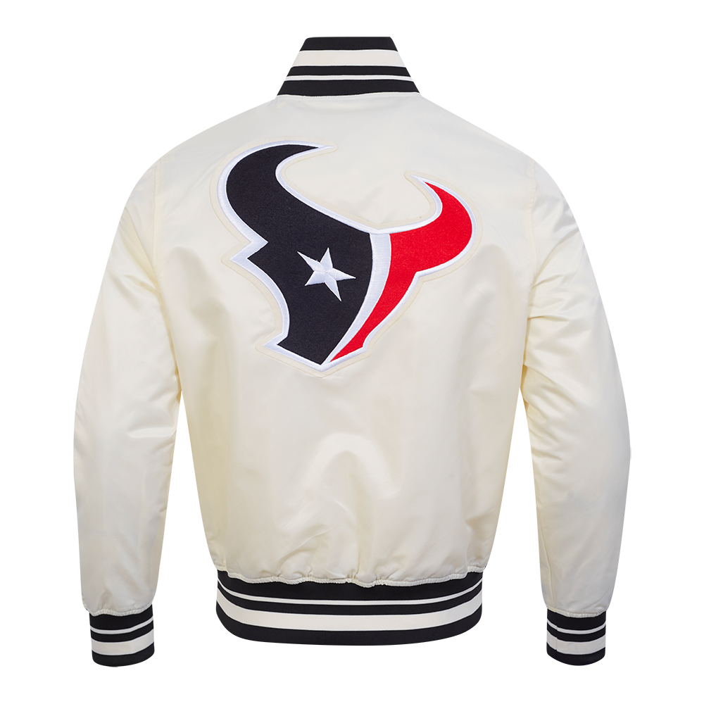 NFL HOUSTON TEXANS RETRO CLASSICS BLOUSON EN SATIN POUR HOMME (COQUILLE D'ŒUF/NOIR)