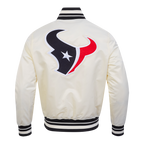 NFL HOUSTON TEXANS RETRO CLASSICS BLOUSON EN SATIN POUR HOMME (COQUILLE D'ŒUF/NOIR)