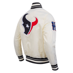 NFL HOUSTON TEXANS RETRO CLASSICS BLOUSON EN SATIN POUR HOMME (COQUILLE D'ŒUF/NOIR)