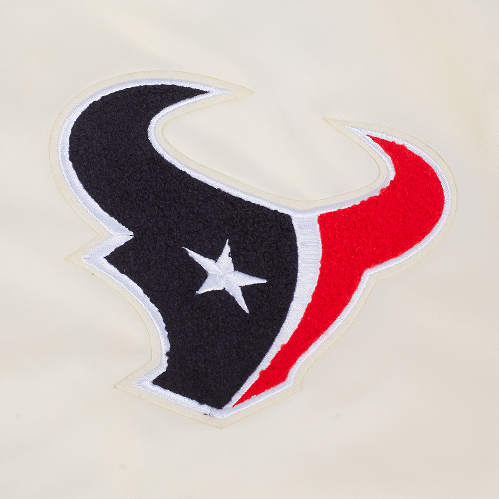NFL HOUSTON TEXANS RETRO CLASSICS BLOUSON EN SATIN POUR HOMME (COQUILLE D'ŒUF/NOIR)