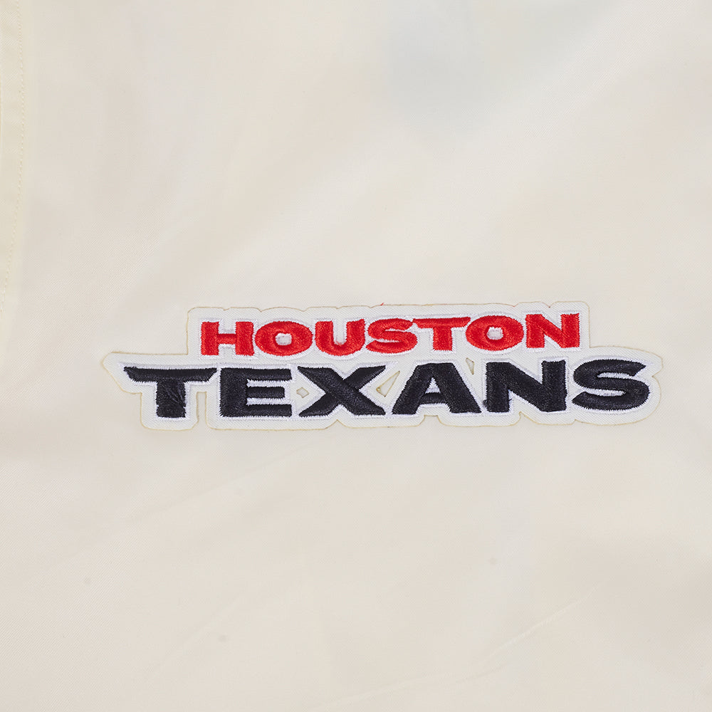 NFL HOUSTON TEXANS RETRO CLASSICS BLOUSON EN SATIN POUR HOMME (COQUILLE D'ŒUF/NOIR)