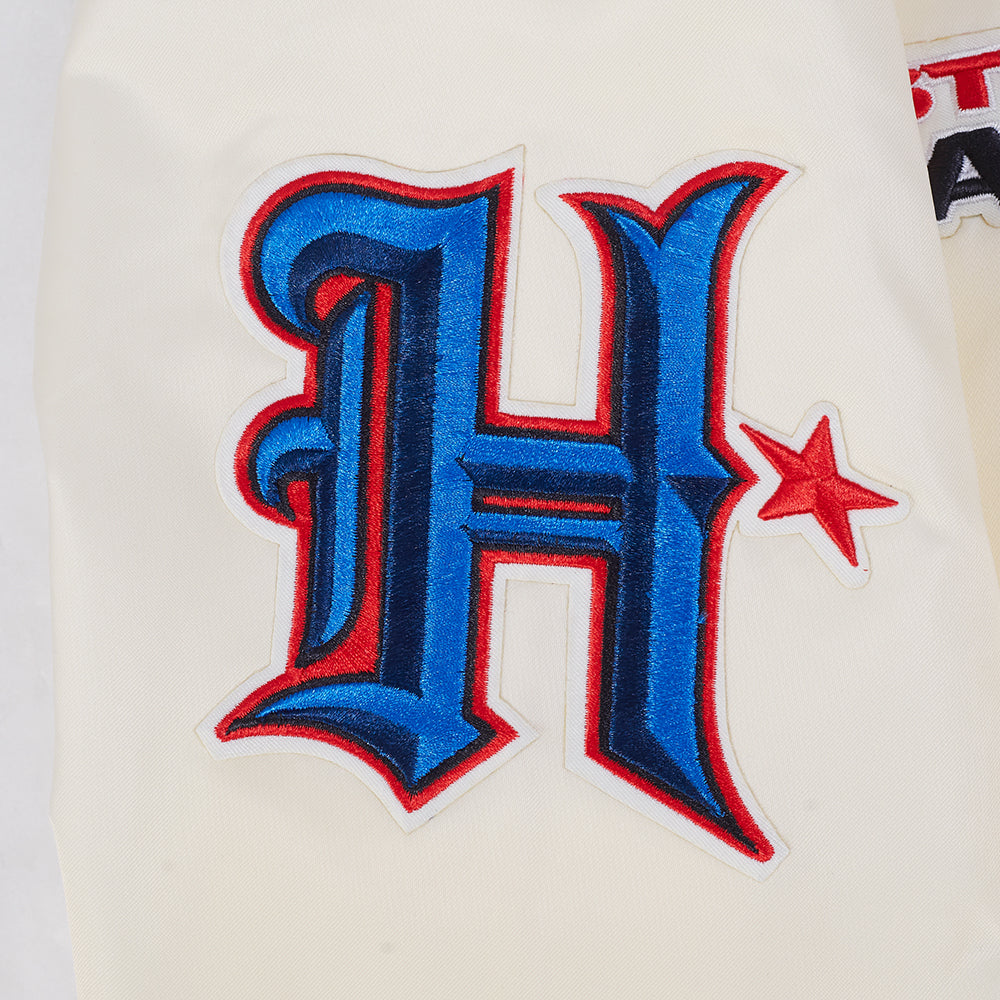 NFL HOUSTON TEXANS RETRO CLASSICS BLOUSON EN SATIN POUR HOMME (COQUILLE D'ŒUF/NOIR)