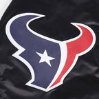 NFL HOUSTON TEXANS SCRIPT TAIL MEN'S RIB SATIN JACKET\ (BLACK)