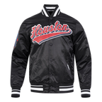 NFL HOUSTON TEXANS SCRIPT TAIL MEN'S RIB SATIN JACKET\ (BLACK)