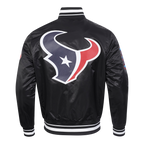 NFL HOUSTON TEXANS SCRIPT TAIL MEN'S RIB SATIN JACKET\ (BLACK)