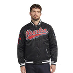 NFL HOUSTON TEXANS SCRIPT TAIL MEN'S RIB SATIN JACKET\ (BLACK)