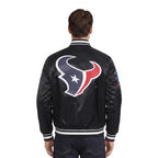 NFL HOUSTON TEXANS SCRIPT TAIL MEN'S RIB SATIN JACKET\ (BLACK)