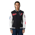 NFL HOUSTON TEXANS SCRIPT TAIL BLOUSON COLLÉGIAL EN LAINE À BORDS CÔTELÉS POUR HOMME (NOIR/BLANC)