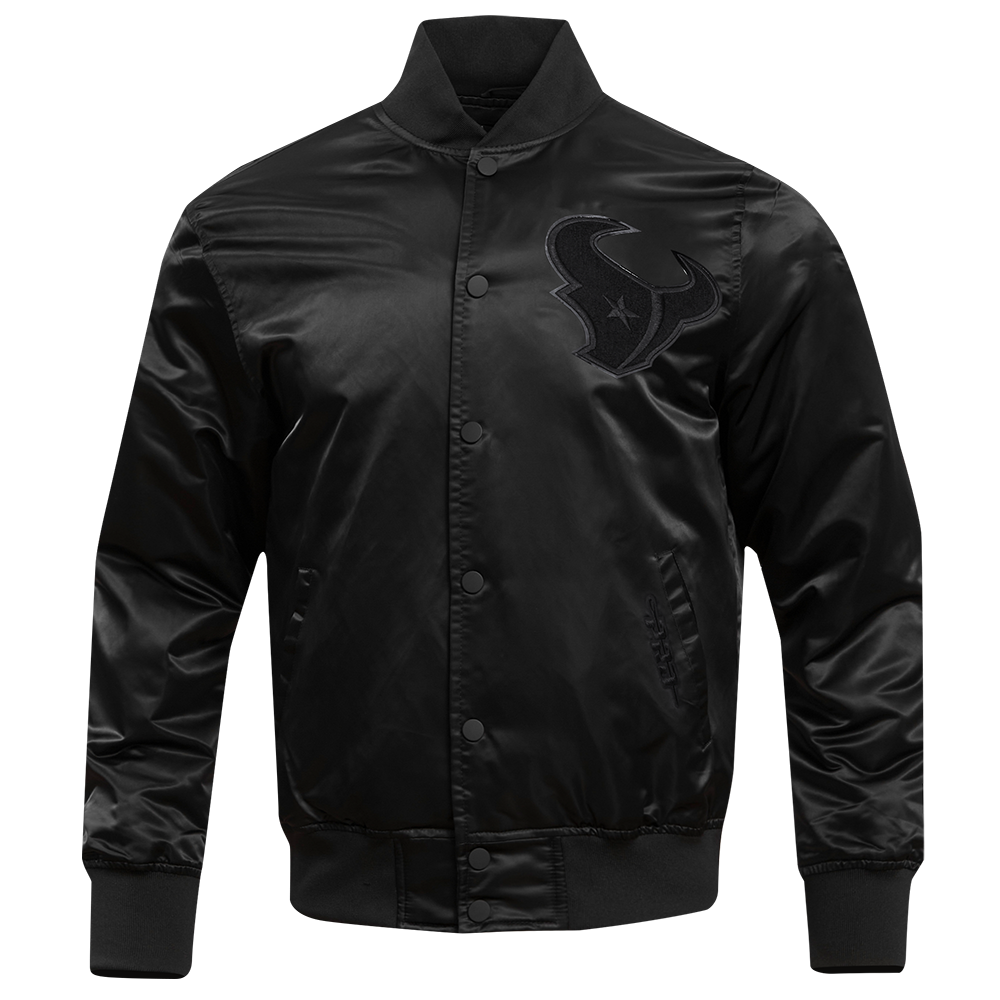 NFL HOUSTON TEXANS TRIPLE BLACK MEN'S SATIN JACKET (BLACK MEN'S)