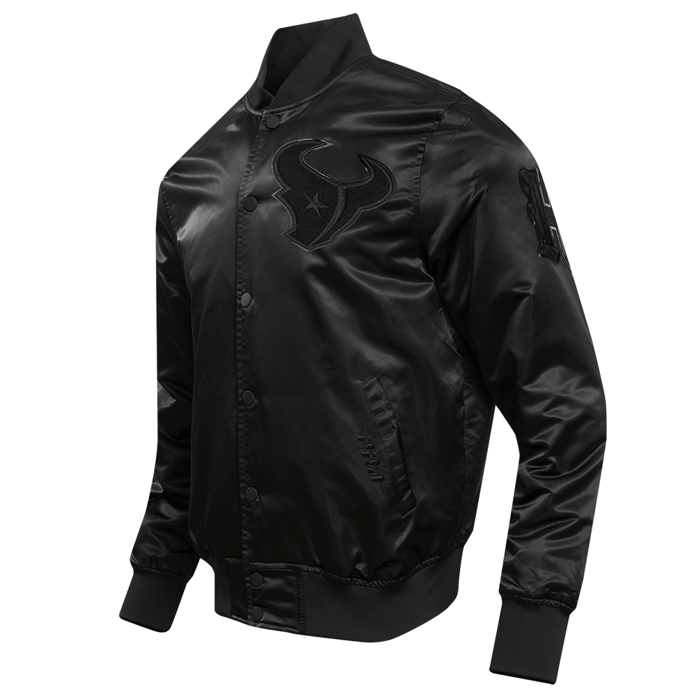 NFL HOUSTON TEXANS TRIPLE BLACK MEN'S SATIN JACKET (BLACK MEN'S)